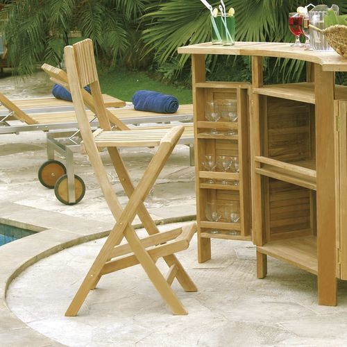 Contemporary bar chair - Moon - Il Giardino di Legno - outdoor / teak / teak base