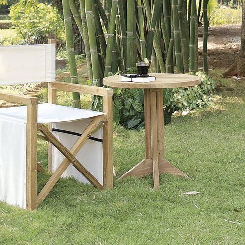 Contemporary bistro table - Macao - Il Giardino di Legno - teak / teak base / round