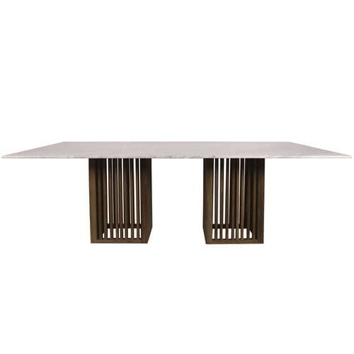 Contemporary dining table - Code - Il Giardino di Legno - marble / teak base / rectangular