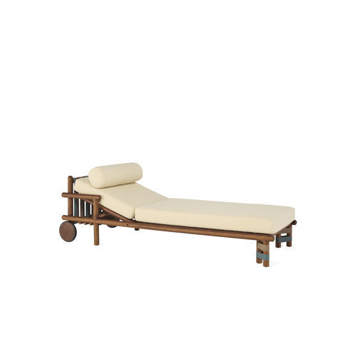 Contemporary sun lounger - LIGN0579 - Il Giardino di Legno - fabric / teak / oiled wood