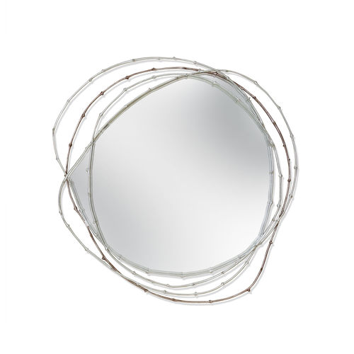 Wall-mounted mirror - VINE - Ginger & Jagger - contemporary / round / brass