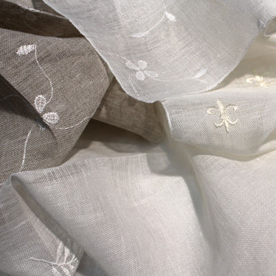 Patterned sheer curtain fabric - LINO RICAMATO - Foresti Home Collection Group srl - linen / home
