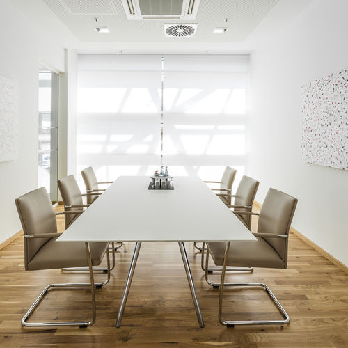 Contemporary conference table - .INTRA - Spiegels - wooden / metal base / rectangular