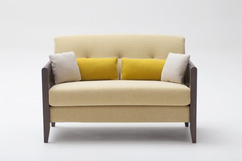 Contemporary sofa - RESIDENT - ADENTRO - leather / beige / beech
