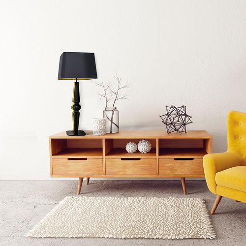 Table lamp - BAROC - FLAM ET LUCE LUMINAIRES - fabric / lacquered wood / contemporary