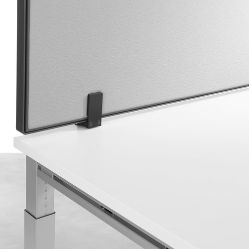 Desk mounted office divider - Hund Möbelwerke - metal / acoustic / silver-colored
