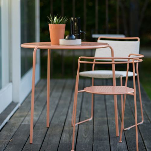 Contemporary dining table - POINT  - OK DESIGN - metal / metal base / round