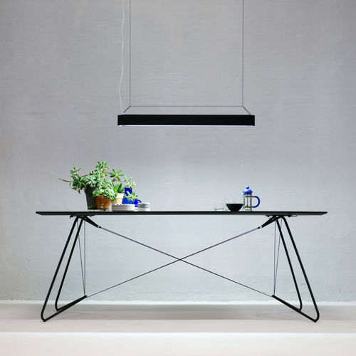 Contemporary table - OAS  - OK DESIGN - laminated MDF / linoleum / powder-coated steel base
