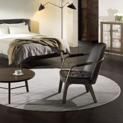 Contemporary armchair - UTILITY - STELLAR WORKS - leather / solid wood / plywood