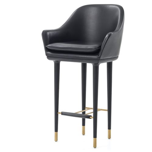 Contemporary bar chair - LUNAR - STELLAR WORKS - indoor / stainless steel / solid wood base