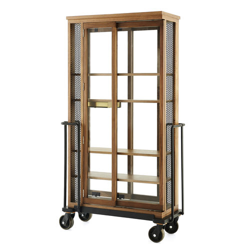 Contemporary display case - STELLAR WORKS - walnut / stainless steel / powder-coated steel