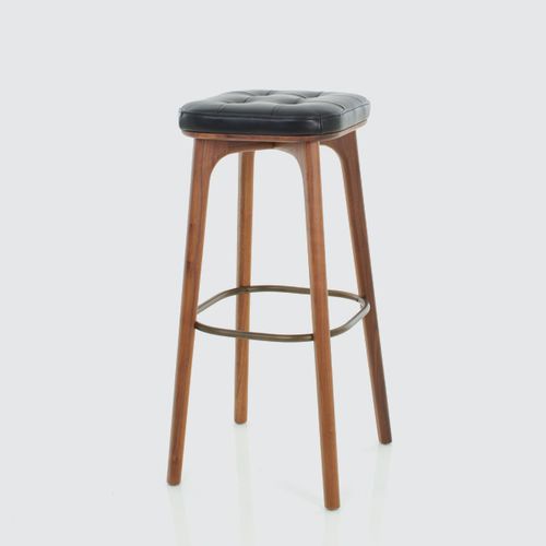 Contemporary bar stool - MING - STELLAR WORKS - plywood / solid wood base / upholstered