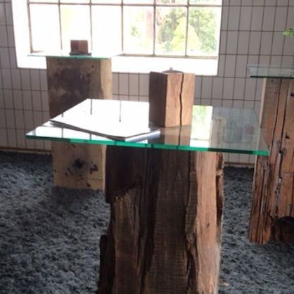 Contemporary high bar table - UNIKA - THORS DESIGN - wooden / glass / square