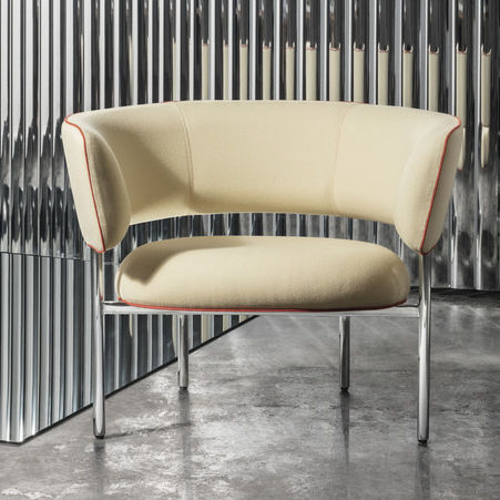 Contemporary armchair - FONT BOLD - mobel copenhagen - leather / fabric / beige