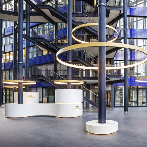 Curved reception desk - HAMBURG  - Stayconcrete - concrete / illuminated