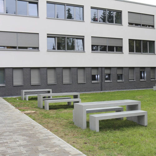 Contemporary table and bench set - Stayconcrete - concrete / garden / outdoor