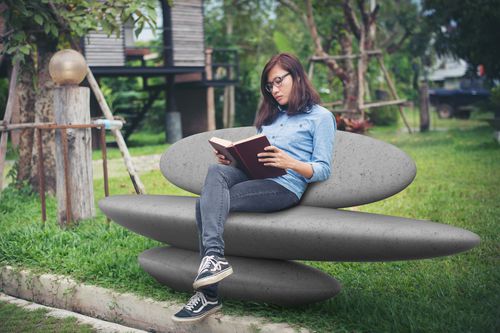 Organic design public bench - ICHI - Stayconcrete - concrete / with backrest / without armrests
