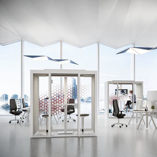 Office pod with built-in lighting - QUIET.BOX DUO XL - König Neurath - acoustic / with glass door / with integrated LED