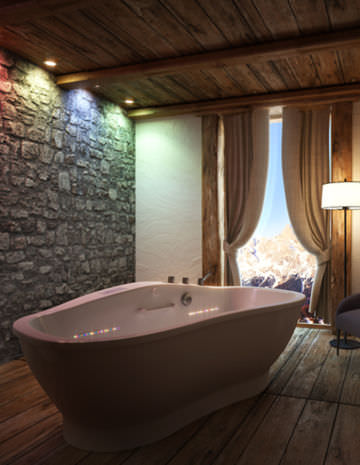 Oval bathtub - MOUNTAIN - Hofer Group GmbH - free-standing / professional / wooden