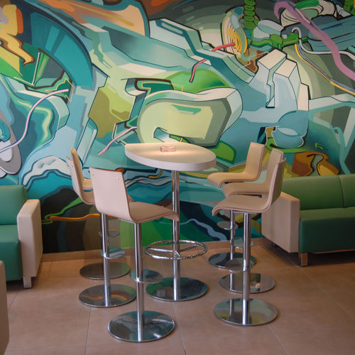 Modern bar chair - TINA  - KODRETA furniture, s.r.o. - indoor / metal / leather