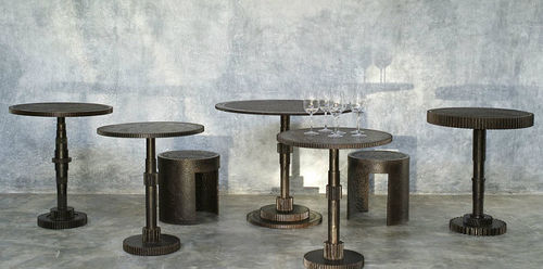 Industrial design pedestal table - JÉRÔME-ABEL SEGUIN - metal / round / home