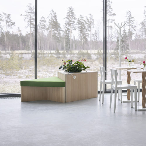 Contemporary table - ELEMENTS - A 2 designers - oak / plywood / oak base
