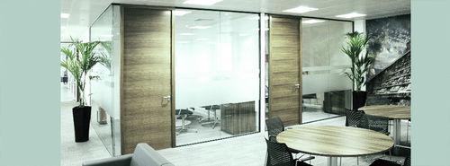 Removable partition - 54 - planet partitioning - laminate / double-glazed / commercial