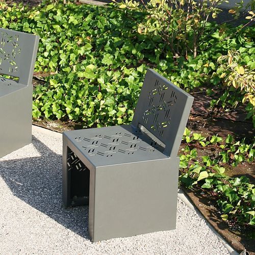 Contemporary chair - GIRO - ACCENTURBA - outdoor / sheet steel / thermo-lacquered steel