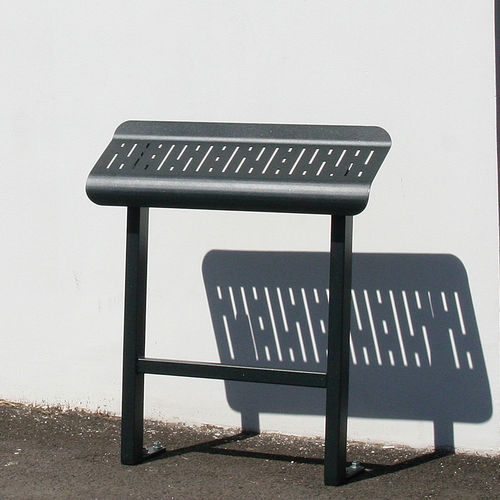 Contemporary public bench - VERTIGO - ACCENTURBA - sheet steel / thermo-lacquered steel / without backrest