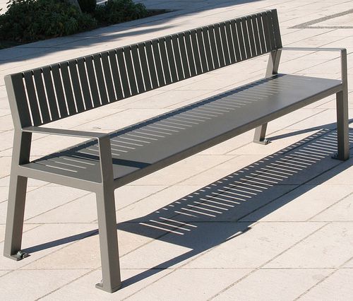 Contemporary public bench - GÉNÉRIC - ACCENTURBA - sheet steel / thermo-lacquered steel / with backrest