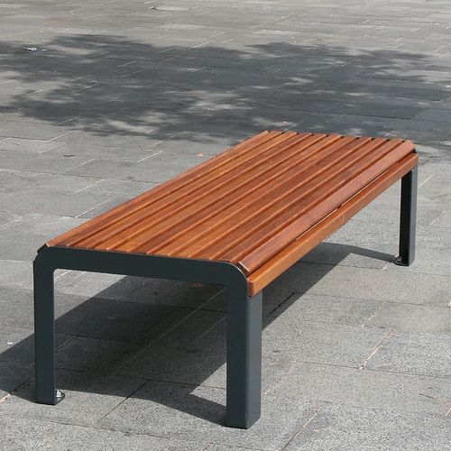 Contemporary public bench - XYLON - ACCENTURBA - oak / sheet steel / thermo-lacquered steel