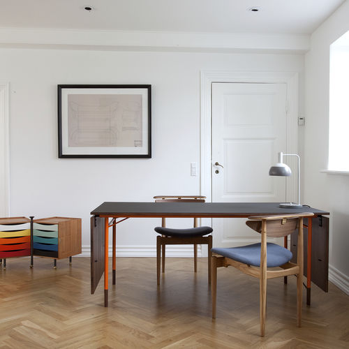 Wooden office unit - GLOVE - House of Finn Juhl – Onecollection - steel / 5-drawer / on casters