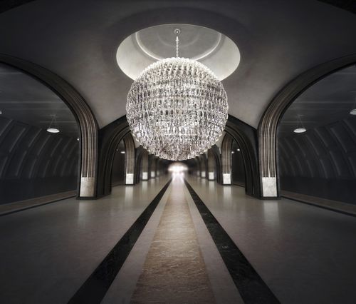 Contemporary chandelier - POLIEDRI SFERA - Venini - crystal / metal / LED