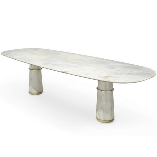 Contemporary dining table - AGRA II - BRABBU DESIGN FORCES - marble / brass base / marble base