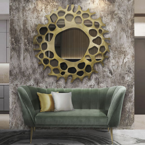 Wall-mounted mirror - HELIOS - BRABBU DESIGN FORCES - contemporary / wood with gold leaf finish / golden