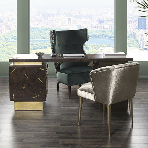 Contemporary dining chair - NUKA - BRABBU DESIGN FORCES - indoor / velvet / waxed wood base