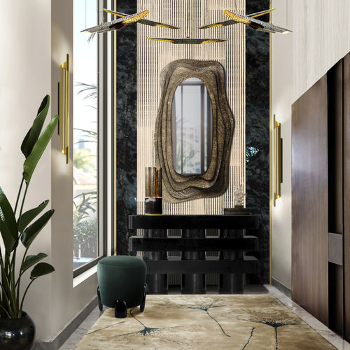 Wall-mounted mirror - KUMI - BRABBU DESIGN FORCES - contemporary / brass / golden