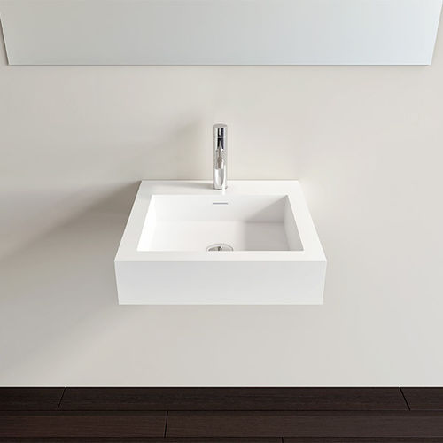 Wall-mounted washbasin - WT-06-S - Badeloft GmbH - stone resin / square / contemporary