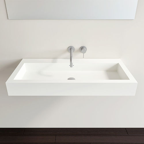 Wall-mounted washbasin - WT-06-XL - Badeloft GmbH - stone resin / rectangular / contemporary