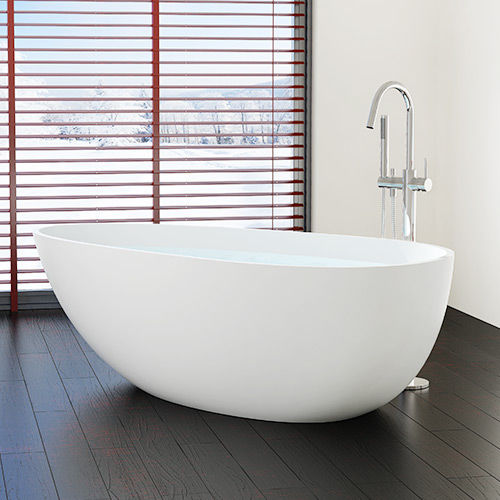 Oval bathtub - BW-01-L - Badeloft GmbH - freestanding / stone resin / white