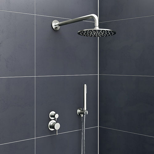Wall-mounted shower set - DS-01 - Badeloft GmbH - contemporary / with hand shower / with fixed shower head