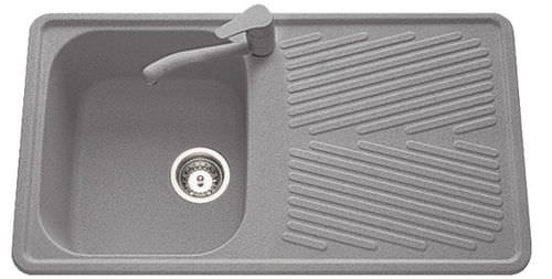 Single-bowl kitchen sink - BEETHOVEN  - Acrysil Ltd - with drainboard / granite / overmount