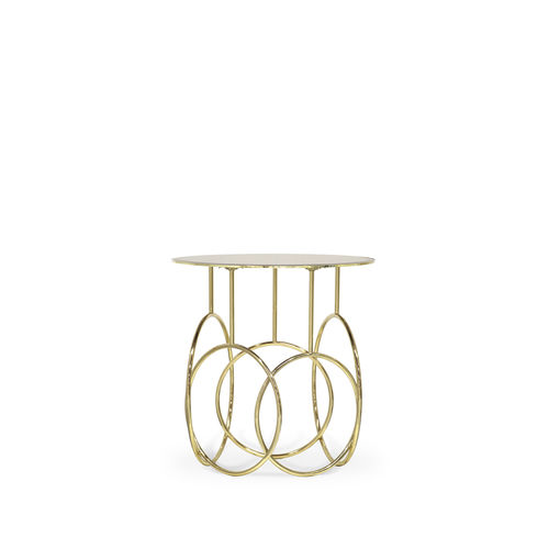 Original design side table - KIKI - KOKET Love Happens - glass / polished brass / round