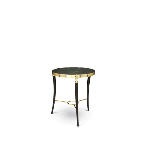 Traditional side table - GISELE PEACOCK FEATHER - KOKET Love Happens - smoked glass / polished brass / feather