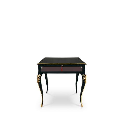 Classic bedside table - CABRIOLE - KOKET Love Happens - lacquered wood / smoked glass / rectangular