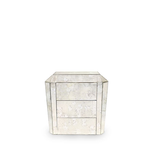 Art Deco bedside table - TAMARA 3 DRAWERS - KOKET Love Happens - glass / rectangular / with drawer