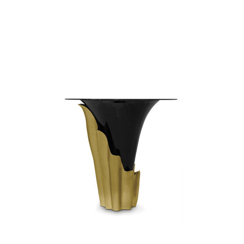 Original design high bar table - YASMINE - KOKET Love Happens - tempered glass / brass base / lacquered wood base