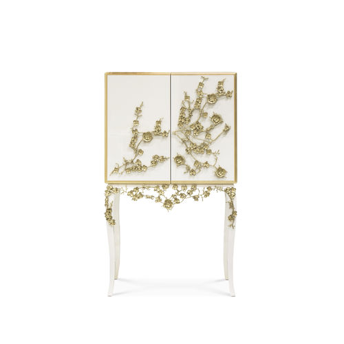 Original design bar cabinet - SPELLBOUND LACQUER - KOKET Love Happens - glossy lacquered wood / brass / with hinged door