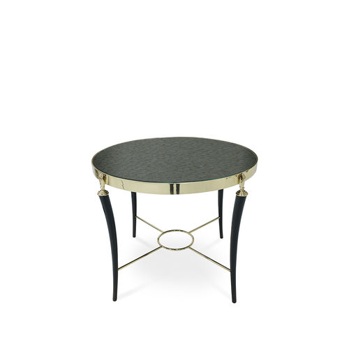 Victorian side table - GISELE - KOKET Love Happens - glass / feather / lacquered metal base