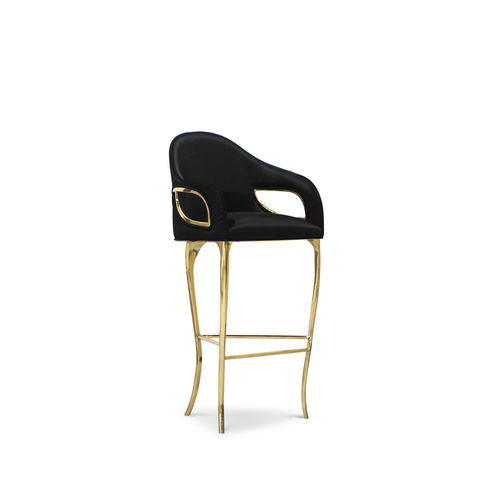 Traditional bar chair - CHANDRA HIGH - KOKET Love Happens - indoor / fabric / polished brass base
